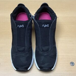 Ryka Women's Black and Pink Zip Sneakers